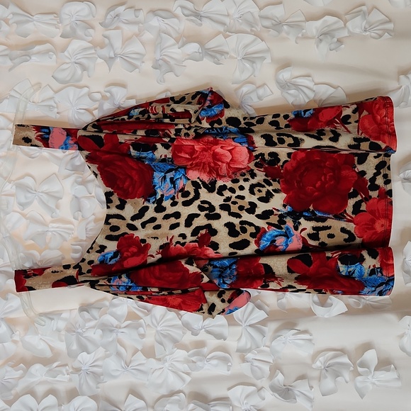 INC Leopard High Status. Cold Shoulder, Animal, Floral Print Top, L, XLa… - Picture 6 of 11